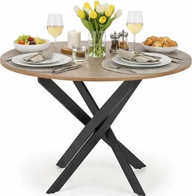 Loftowy metalowy stół z okrągłym orzechowym blatem E8-B31