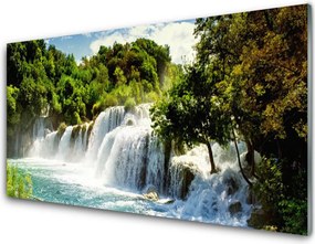 Panel Szklany Dziki Wodospad w Sercu Lasu