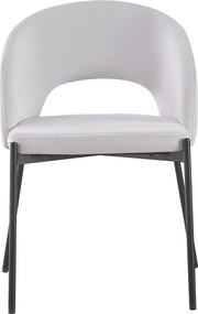 ATENA Krzesło do Jadalni Jasny Popiel, Szary, Welur z Oparciem, Czarne Nogi