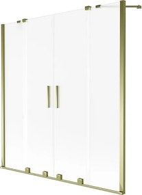 Mexen Velar Duo parawan nawannowy 2-skrzydłowy rozsuwany 160 x 150 cm, szron, złoty - 896-160-000-32-50