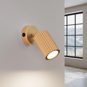Kinkiet KARBON złoty ryflowany z włącznikiem SOLLUX  LIGHTING