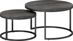 HOMCOM Zestaw 2 Stolików Kawowych, Stolik pomocniczy z Metalową Ramą, Sofastolik, Składany, Stolik Kawowy, Salon, Sypialnia, Czarny