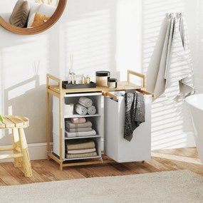 HOMCOM Kosz na pranie bambusowy z pojemnikiem szuflada materiałowy worek 70x36x70 cm do łazienki organizer na bieliznę drewno | Aosom PL