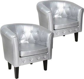 MIADOMODO Zestaw foteli Chesterfield, 58x71x70 cm, srebrny