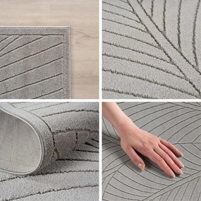 Dywan uniwersalny Nova 3D Motyw Roślinny szary koło 160 cm x 160 cm