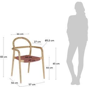 Krzesło ogrodowe z drewna eukaliptusa z plecionką w kolorze terakoty Kave Home Sheryl