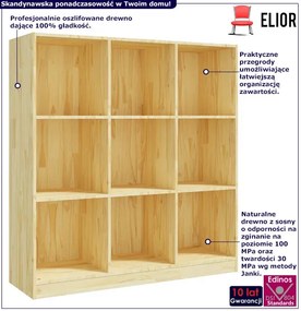 Sosnowy kwadratowy regał na książki R2-N67