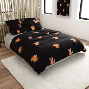 PrzytulneMieszkanie.pl PrzytulneMieszkanie.pl Pościel z mikrofibry FOXES czarna Rozmiar pościeli: 2 szt 70 x 80 cm | 160 x 200 cm