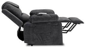 Fotel Masujący FENIX z Funkcją Wstawania Elektrycznie Rozkładany Ciemny Popiel Nowoczesny