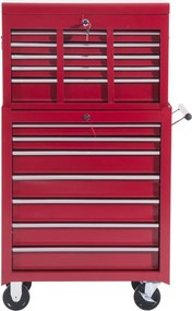 HOMCOM Szafka Narzędziowa Wózek 16 Szuflad Czerwona