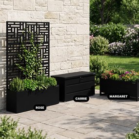 Pergola ogrodowa metalowa z donicą Rose 120 × 30 × 180 cm, kolor czarny