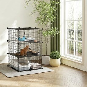 PawHut ndoor klatka dla kotów 105 cm, stalowa zagroda dla kotów z 3 drzwiami, regulowany projekt DIY dla kociąt poniżej 4kg | Aosom PL