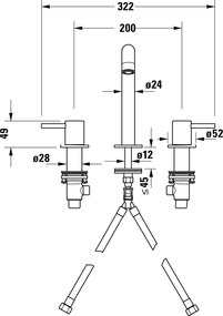 Bateria umywalkowa 3-otworowa Duravit Circle
