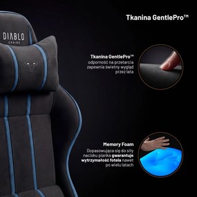 Fotel gamingowy młodzieżowy Diablo X-One Small Size materiałowy, Night Blue
