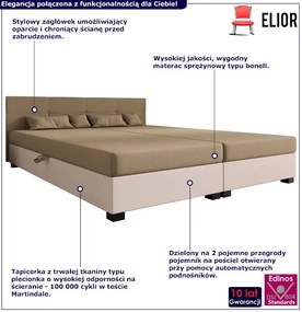 Łóżko tapicerowane dwuosobowe jasny brąz + ecru D6-M84