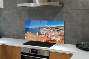 Panel szklany do Kuchni Miasto Pomiędzy Morzem a Górami