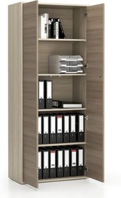 Szafa biurowa z drzwiami LAYERS, 4 półki, 800 x 400 x 1905 mm, dąb naturalny / dąb bejcowany