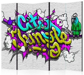 Parawan dwustronny Street art 225x172 cm 5-częściowy zielony ARTGEIST B