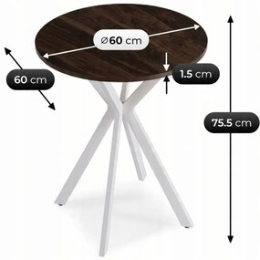 Stół Okrągły LAUREN 60 cm Orzech/Biały Loft Nowoczesny