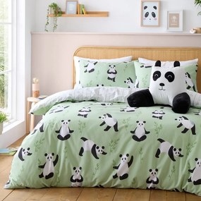 Zielona pościel dziecięca jednoosobowa 135x200 cm Panda Paws – Catherine Lansfield
