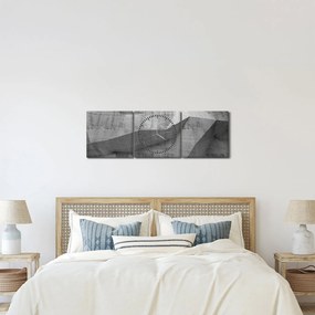 Obraz - ściana 3D (z zegarem) (90x30 cm)