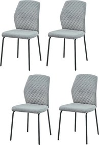 Zestaw krzeseł 4 szt. - tkanina i czarny metal - jasnoszary - SASHA