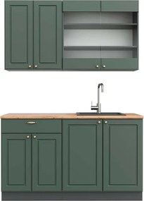 Pojedyncza kuchnia zielono-złoty country house/antracytowy 140x60x81.6 fame-line