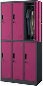 Szafa szkolna 6-skrytkowa Igor 90x45x185 cm antracyt/fuksja