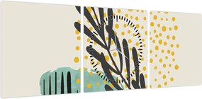 Obraz - Arkusze abstrakcyjne N⁰3 (z zegarem) (90x30 cm)
