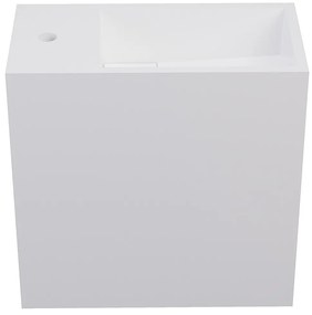 Umywalka wisząca biała solid surface z wnęką - Bateria po lewej - 40 cm - PUMORI
