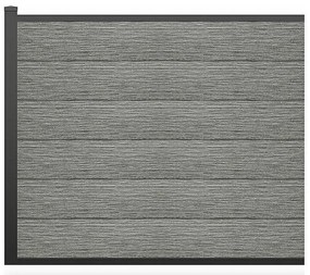 Panele ogrodzeniowe bez podmurówki wys. 156 cm – zestaw 6 kompozytowych lamel + 1 jasnoszary słupek – ENOLA