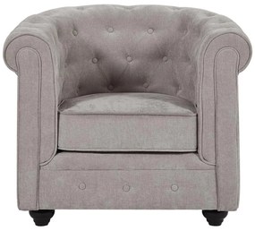 Fotel z szarej tkaniny CHESTERFIELD