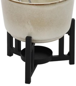 Zestaw do fondue serowego, rondelek z porcelany, 2 widelce