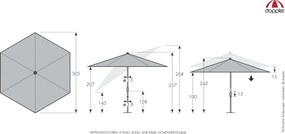 Doppler myZone 305 cm - parasol z automatycznym nachyleniem korbką - Towar rozpakowany (S310)