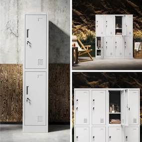 Szkolna szafka skrytkowa Igorek 1 Plus, 31,6x45x150 cm, szara