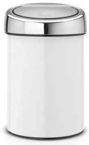 Biały stalowy kosz na śmieci otwierany na dotyk 3 l Touch Bin – Brabantia