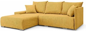 Narożnik, Sofa w kształcie L, tkanina sztruksowa Poso, Żółty, Lewy, Livorno L