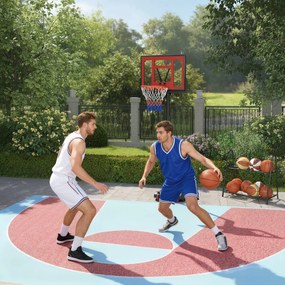 HOMCOM Przenośny kosz do koszykówki na kółkach, regulowany, wolnostojący, plastik, stal, 75D x 83S x 205-261W cm