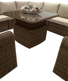 Rattanowy zestaw narożny modułowy BORNEO LUXURY dla 8 osób (brązowy)