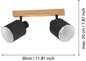 Czarno-naturalna lampa punktowa 5x30 cm BATALLAS – EGLO