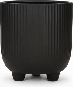 Doniczka Osłonka Czarna 15 Ceramiczna na Trzech Nóżkach Designerska Donica