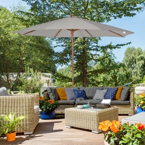 Outsunny Parasol Ogrodowy Drewniany z Mechanizmem 300 cm Szary