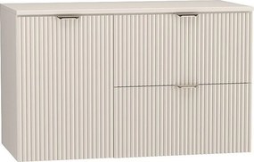 Kaszmirowy Zestaw do Łazienki 100cm Szafka Blat Orzech Szafka z Koszem Ryflowane Fronty