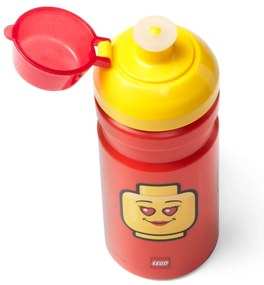 Czerwona butelka na wodę z żółtą zakrętką LEGO® Iconic, 390 ml