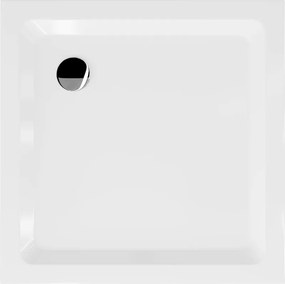 Mexen Flat brodzik kwadratowy slim 90 x 90 cm, biały, syfon chrom - 40109090
