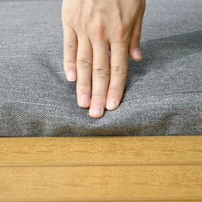 Outsunny Zestaw mebli ogrodowych dla 3 osób, meble balkonowe z poduszkami siedziskowymi, rama z aluminium, imitacja drewna, Jasnoszary+Naturalny