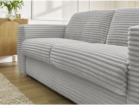 Jasnoszara sztruksowa rozkładana sofa do spania 240 cm Hugo – Bobochic Paris