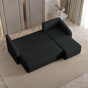 Masseno Narożnik MARELLO z funkcją spania i pojemnikiem na pościel Narozniki L, Rozkładana sofa - Czarny, NEVE 100