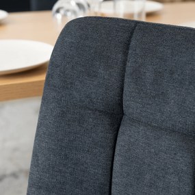 Zestaw Stół Prostokątny VETTEL 120 cm Dąb Złoty/Czarny i 4 Krzesła Tapicerowane PERU 2 Czarne Nowoczesne Loft
