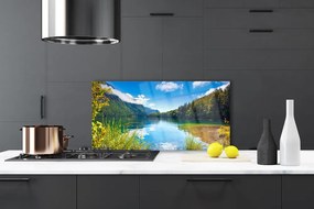 Panel Szklany Kryształowe Jezioro w Objęciach Gór